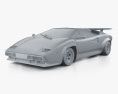 Lamborghini Countach Turbo 1985 3Dモデル clay render