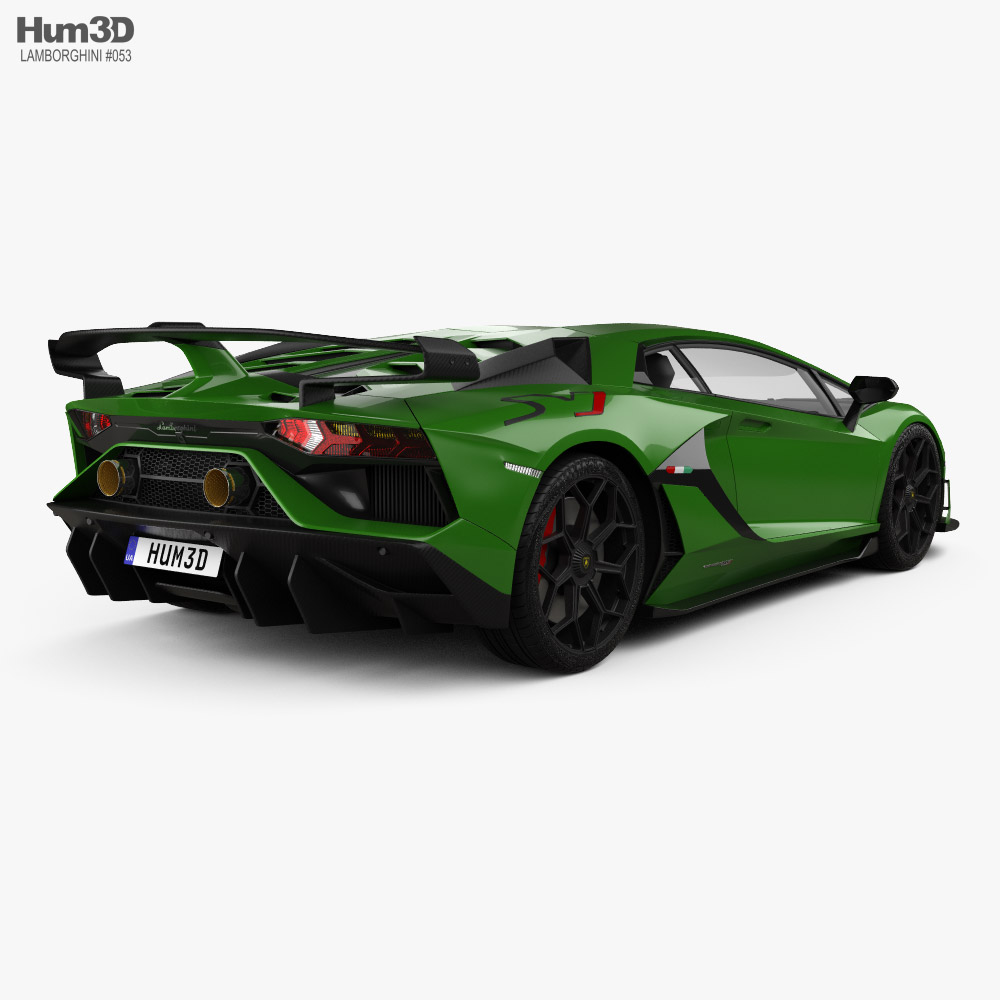 Lamborghini Aventador SVJ coupé 2020 3D-Modell Rückansicht