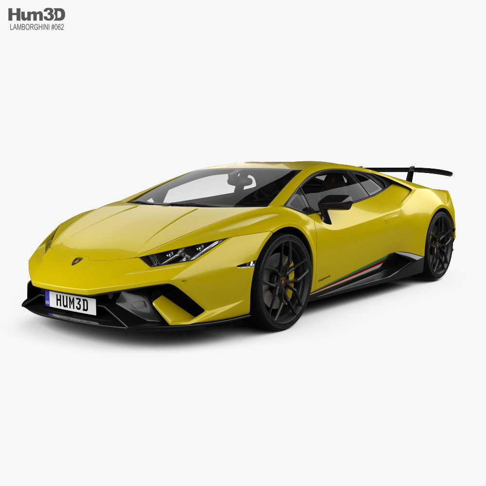 Lamborghini Huracan Performante з детальним інтер'єром 2020 3D модель
