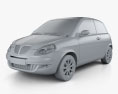 Lancia Ypsilon 2005 3D 모델  clay render
