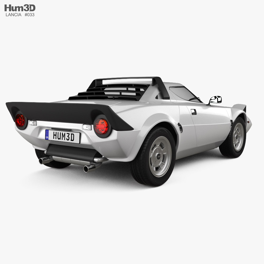 Lancia Stratos with HQ interior 1974 3d model back view