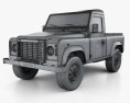 Land Rover Defender 90 pickup 2014 3D模型 wire render