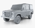 Land Rover Defender 110 双人驾驶室 pickup 2011 3D模型 clay render
