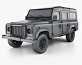 Land Rover Defender 110 Station Wagon with HQ interior 2014 3d model wire render