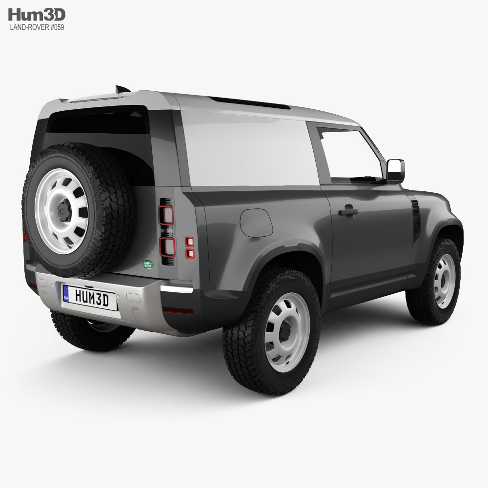Land Rover Defender 90 hardtop 2022 3D模型 后视图