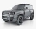 Land Rover Defender 90 hardtop 2022 3D模型 wire render