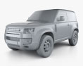 Land Rover Defender 90 hardtop 2022 3D模型 clay render