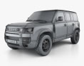 Land Rover Defender 110 hardtop 2022 3D模型 wire render