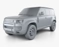 Land Rover Defender 110 hardtop 2022 3D模型 clay render