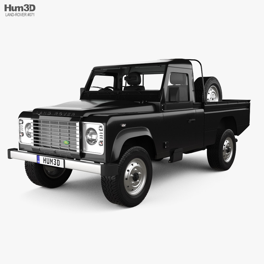 Land Rover Defender 110 PickUp with HQ interior 2011 3D model