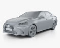 Lexus GS hybride 2018 Modèle 3d clay render