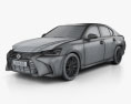 Lexus GS 2018 3d model wire render