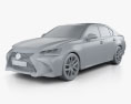 Lexus GS F Sport 2018 3d model clay render