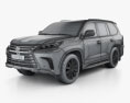 Lexus LX with HQ interior 2019 3d model wire render