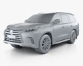 Lexus LX with HQ interior 2019 3d model clay render