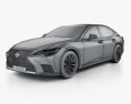 Lexus LS hybrid 2022 3D模型 wire render
