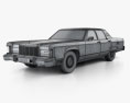 Lincoln Continental 轿车 1975 3D模型 wire render