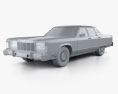 Lincoln Continental 轿车 1975 3D模型 clay render