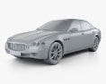 Maserati Quattroporte 2007 3d model clay render