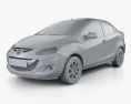 Mazda 2 sedan 2014 3d model clay render