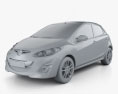 Mazda 2 (Demio) 5ドア R 2013 3Dモデル clay render