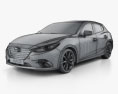 Mazda 3 hatchback with HQ interior 2016 3d model wire render