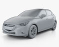 Mazda Demio 5ドア ハッチバック 2014 3Dモデル clay render