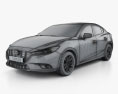 Mazda 3 (BM) セダン HQインテリアと 2017 3Dモデル wire render