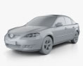 Mazda 3 sedan 2009 3d model clay render