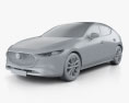 Mazda 3 hatchback 2022 3d model clay render
