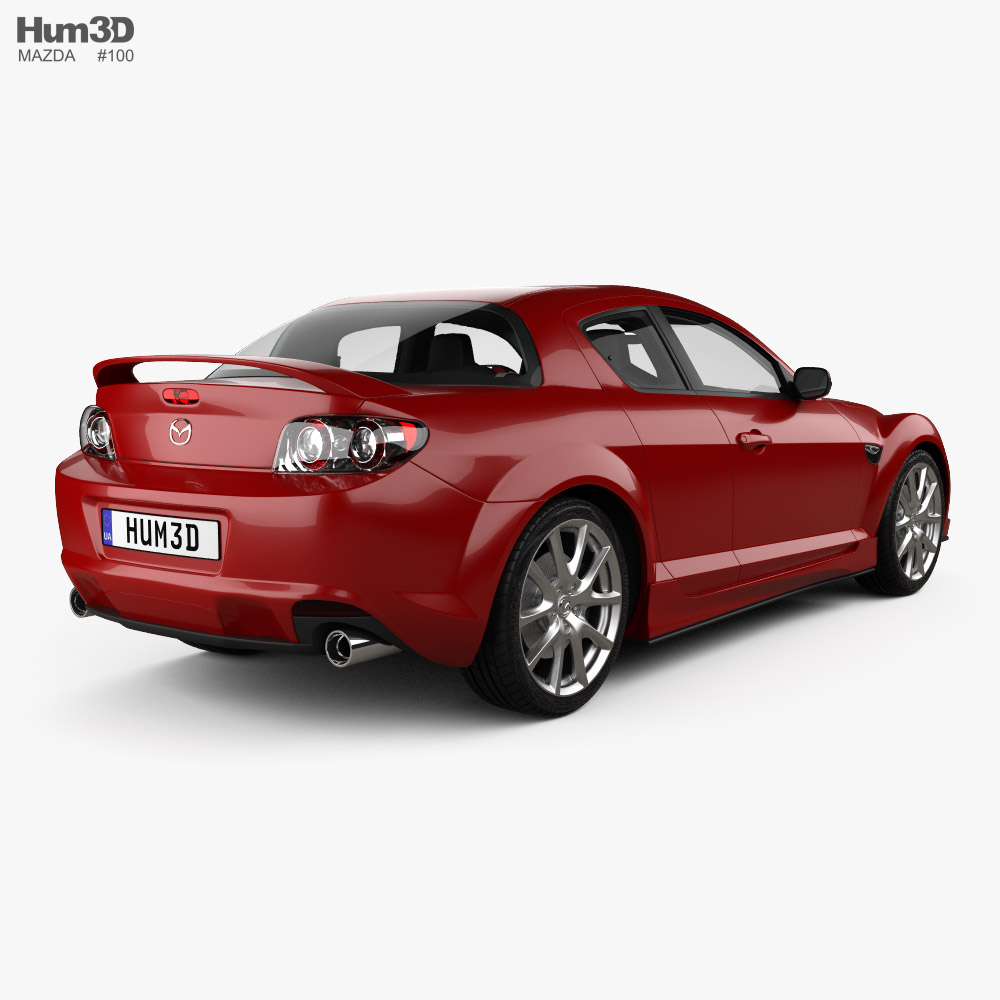 Mazda RX-8 with HQ interior 2012 3d model back view