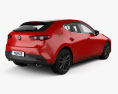 Mazda 3 hatchback with HQ interior and engine 2022 3d model back view