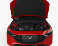 Mazda 3 hatchback with HQ interior and engine 2022 3d model front view
