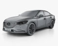 Mazda 6 sedan with HQ interior 2021 3d model wire render