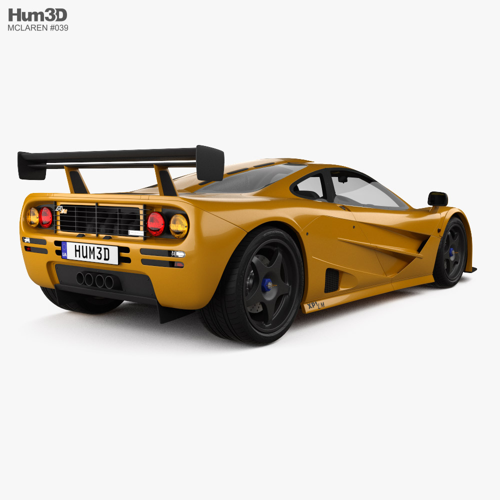 McLaren F1 LM XP1 with HQ interior 1995 3d model back view