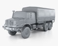 Mercedes-Benz Zetros Flatbed Truck 3-axle 2022 3d model clay render
