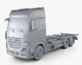 Mercedes-Benz Actros 底盘驾驶室卡车 3轴 2011 3D模型 clay render