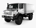 Mercedes-Benz Unimog U4000 Flatbed Canopy Truck 2000 3D модель