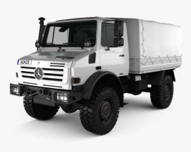 Mercedes-Benz Unimog U4000 Flatbed Canopy Truck 2000 3D model