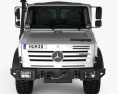 Mercedes-Benz Unimog U4000 Flatbed Canopy Truck 2000 3D模型 正面图
