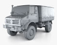 Mercedes-Benz Unimog U4000 Flatbed Canopy Truck 2000 3D 모델  clay render