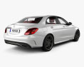 Mercedes-Benz C-class AMG-line sedan with HQ interior 2022 3d model back view