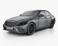 Mercedes-Benz C-class AMG-line sedan with HQ interior 2022 3d model wire render