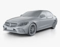 Mercedes-Benz C-class AMG-line sedan with HQ interior 2022 3d model clay render