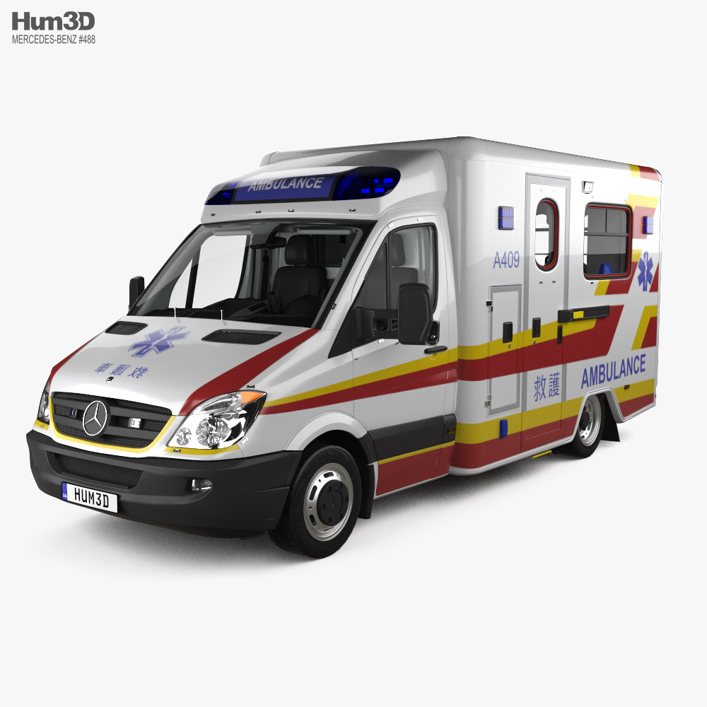 Mercedes-Benz Sprinter Ambulanz mit Innenraum 2011 3D-Modell