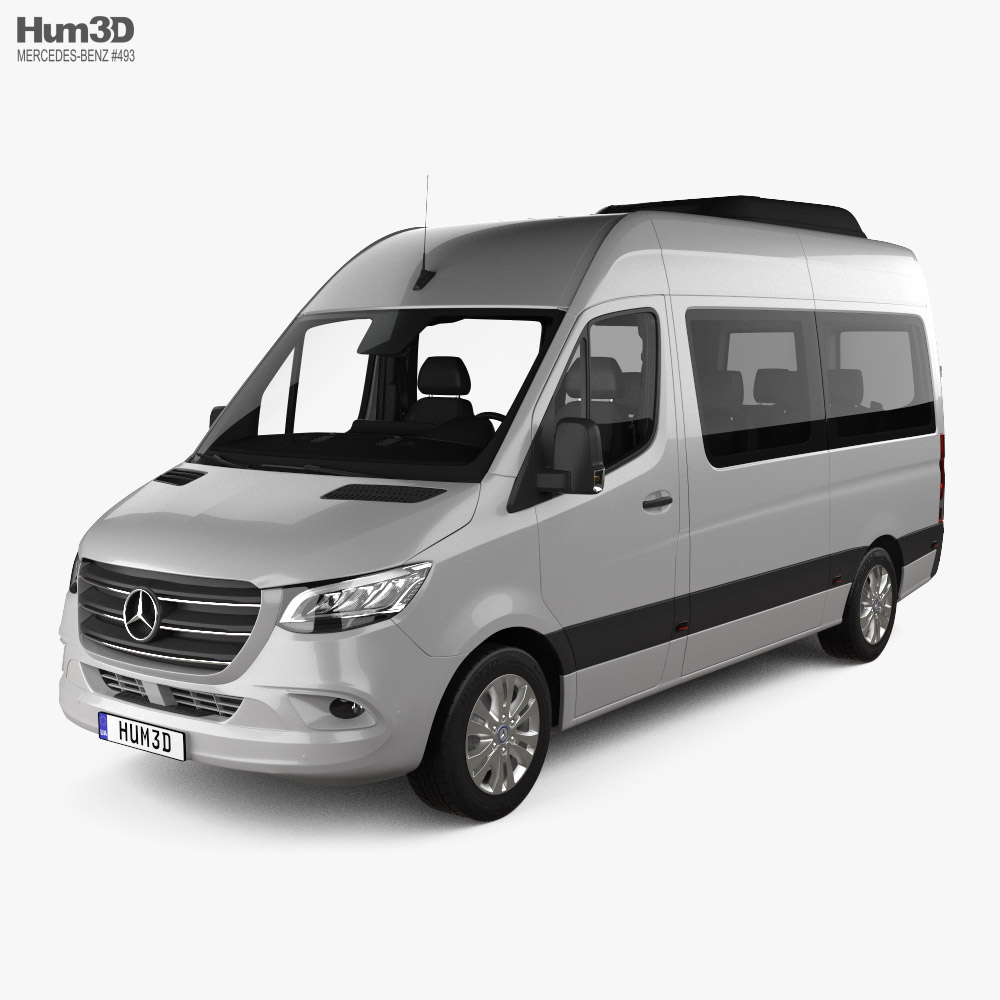 Mercedes-Benz Sprinter Passenger Van L2H2 with HQ interior 2019 3D модель