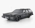 Mercury Marquis Colony Park 1981 3D-Modell wire render
