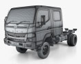 Mitsubishi Fuso Canter (FG) Wide Crew Cab Chassis Truck with HQ interior 2019 3d model wire render