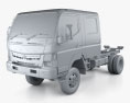 Mitsubishi Fuso Canter (FG) Wide Crew Cab Chassis Truck with HQ interior 2019 3d model clay render