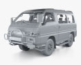 Mitsubishi Delica Star Wagon 4WD con interni e motore 1986 Modello 3D clay render